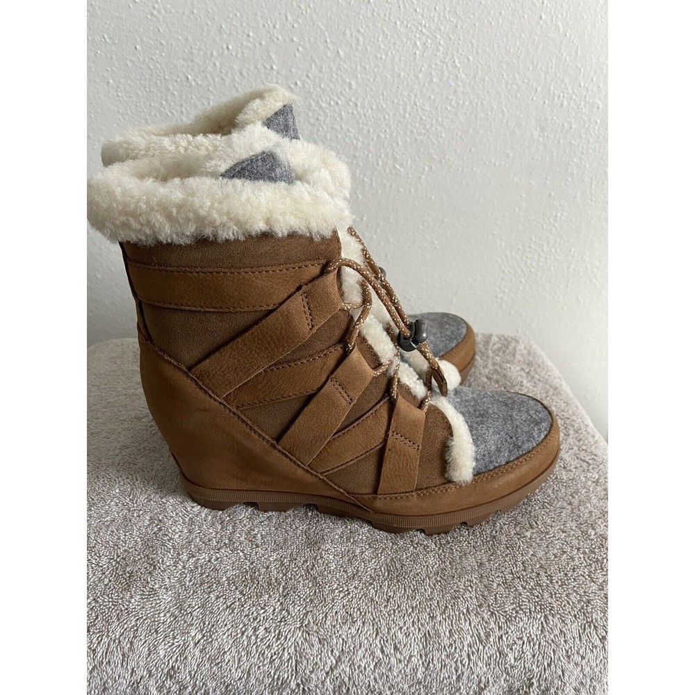 Sorel JOAN Of ARTIC WEDGE II COZY BOOTS 10 Camel Brown NEW Rare Waterproof